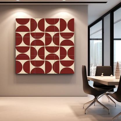 Red and Beige Geometric Abstract Painting