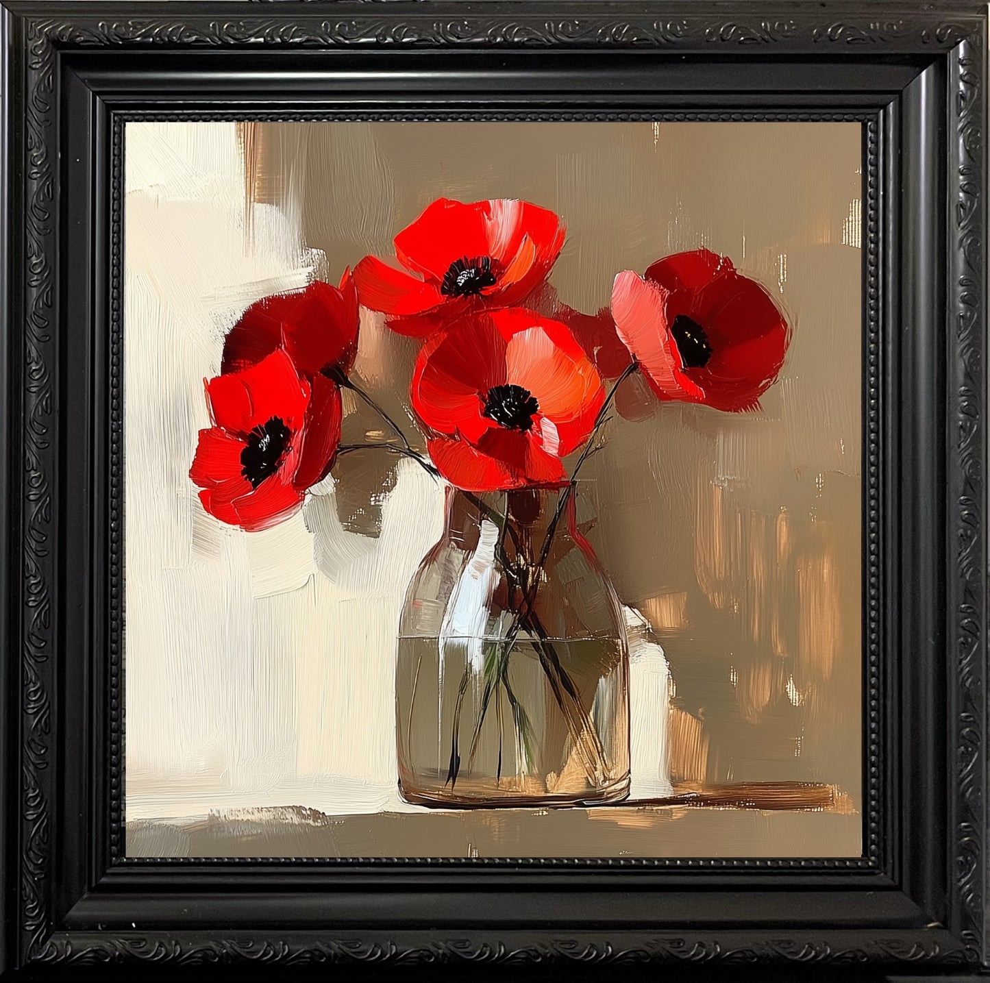 Hand-Painted Red Poppies Canvas Art