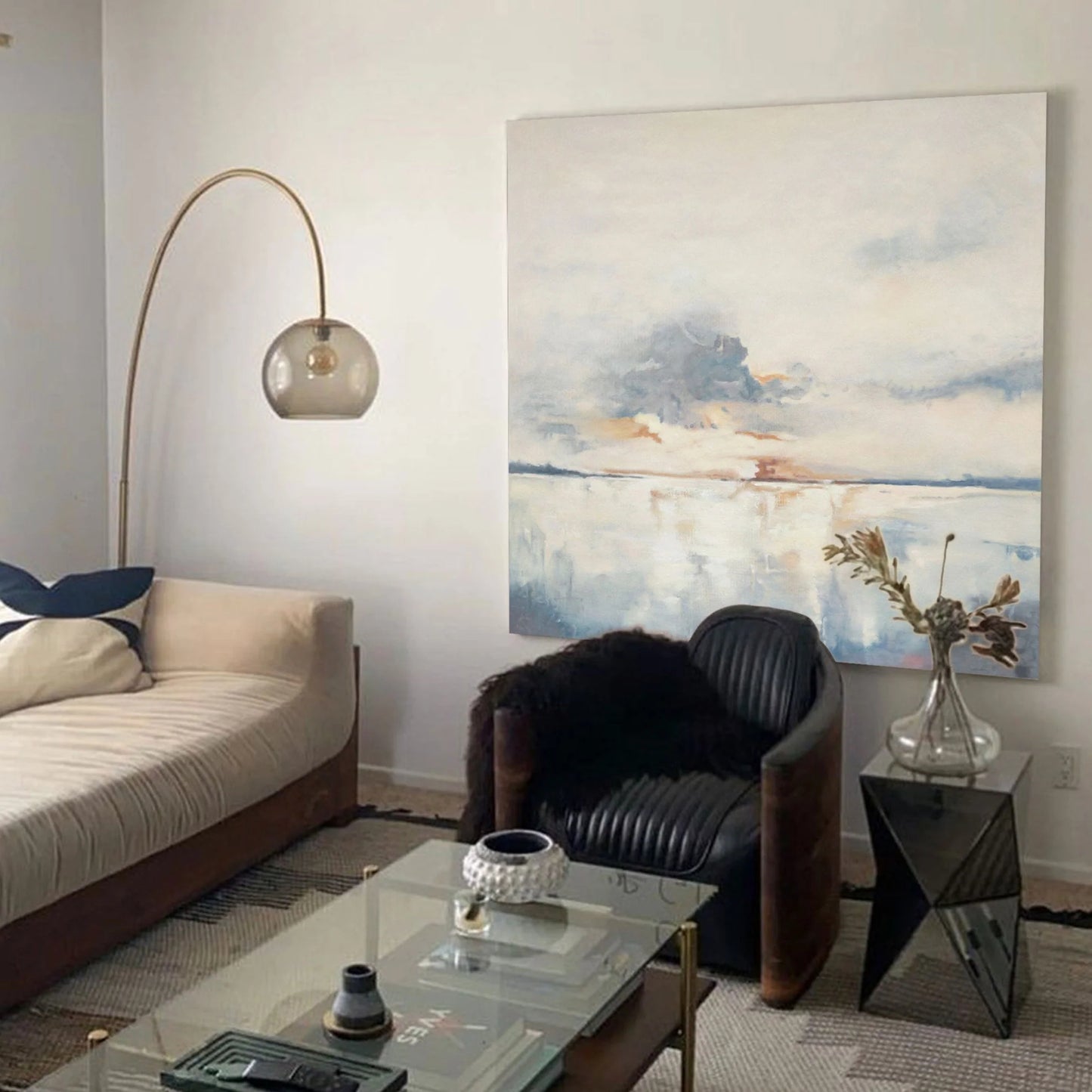 Minimalist Grey Blue Painting CM#114