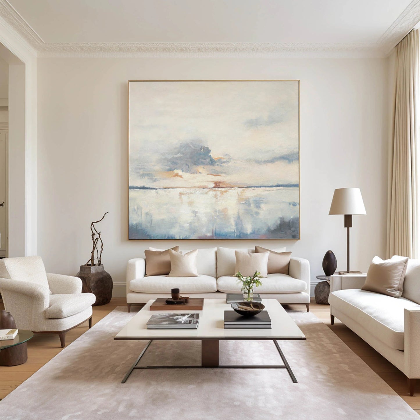Minimalist Grey Blue Painting CM#114