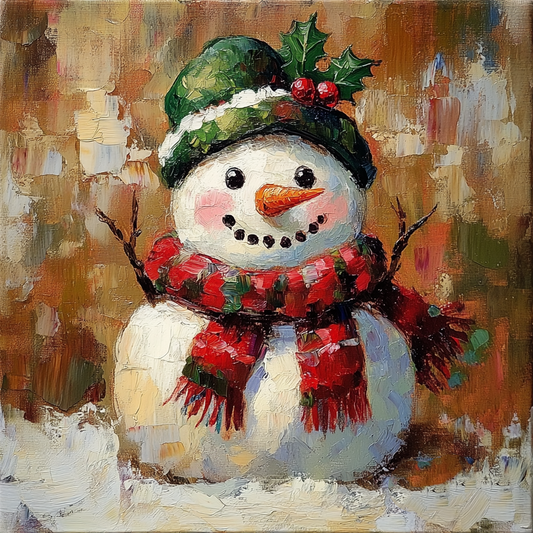 Snowman Christmas Painting - Festive Holiday Wall Art Decor