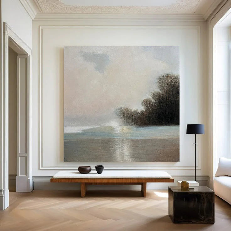Minimalist White Landscape Painting CM#141