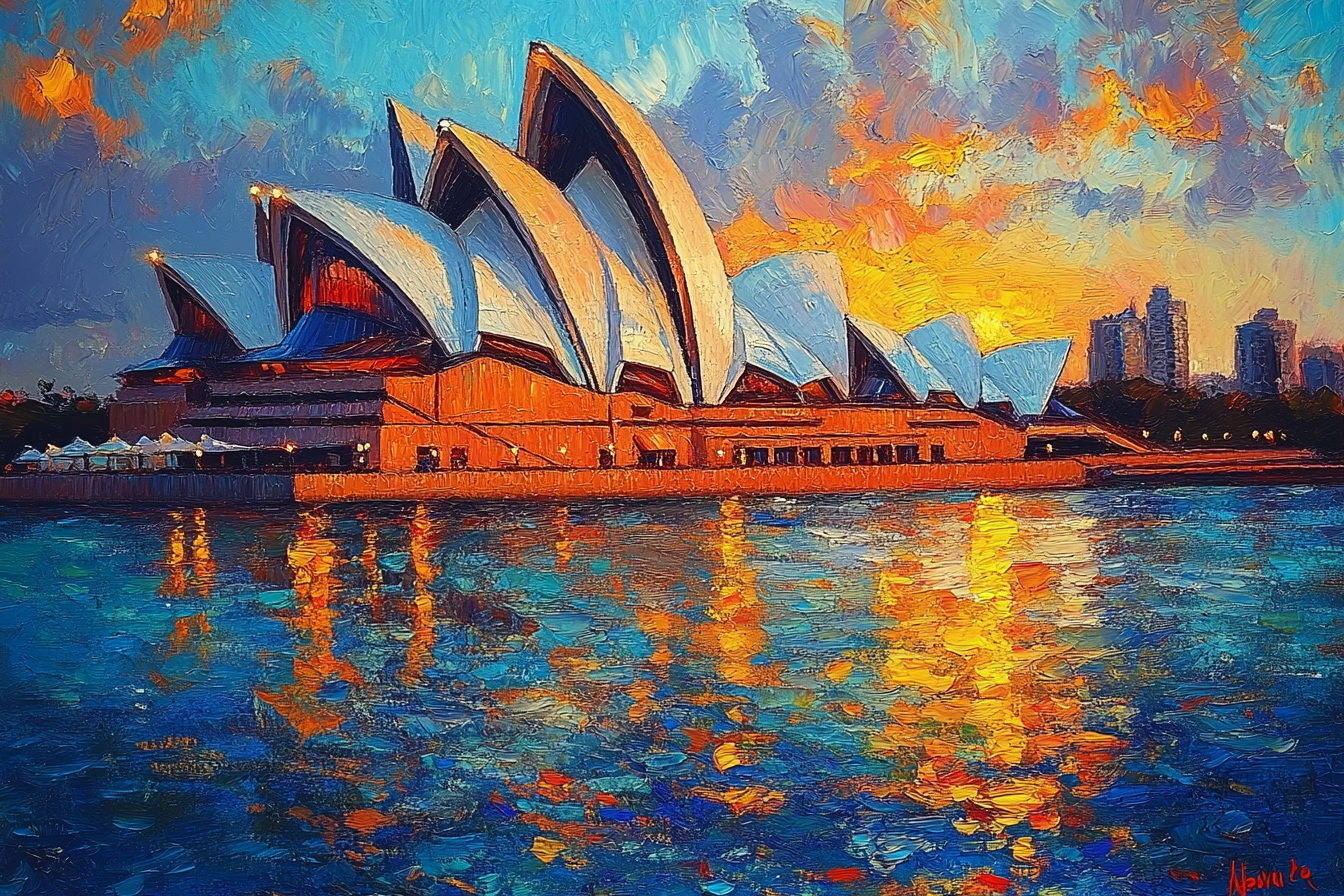 Sydney Opera House at Sunset – Iconic Australian Landmark Oil Painting