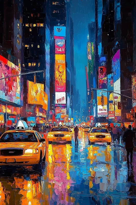 Times Square Energy – Vibrant New York City Oil Painting for Urban Decor