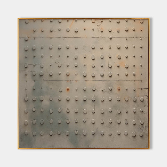 Hand-painted Wabi-Sabi wall art with 3D raised dot texture