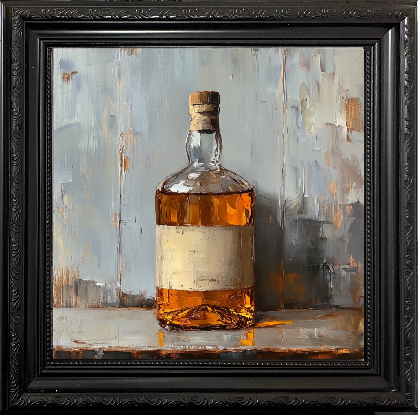 Amber Whiskey Bottle Canvas Painting