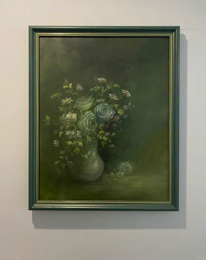 Moody Floral Vase Oil Painting