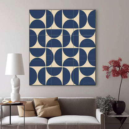 Modern Blue and Beige Geometric Painting