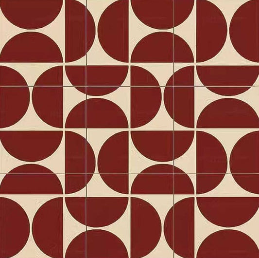 Red and Beige Geometric Abstract Painting