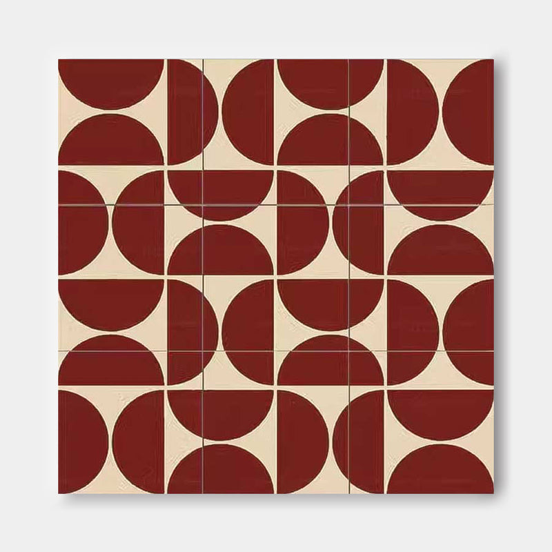 Red and Beige Geometric Abstract Painting