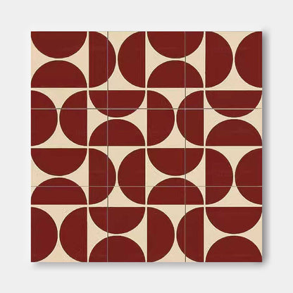 Red and Beige Geometric Abstract Painting