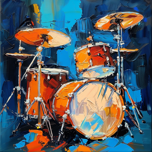 Abstract Drum Set Painting - Energetic Music Room Décor