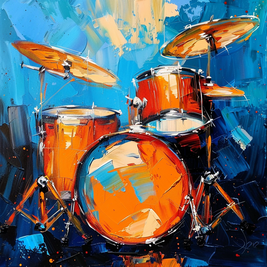 Colorful Drum Set Art - Contemporary Music Wall Décor