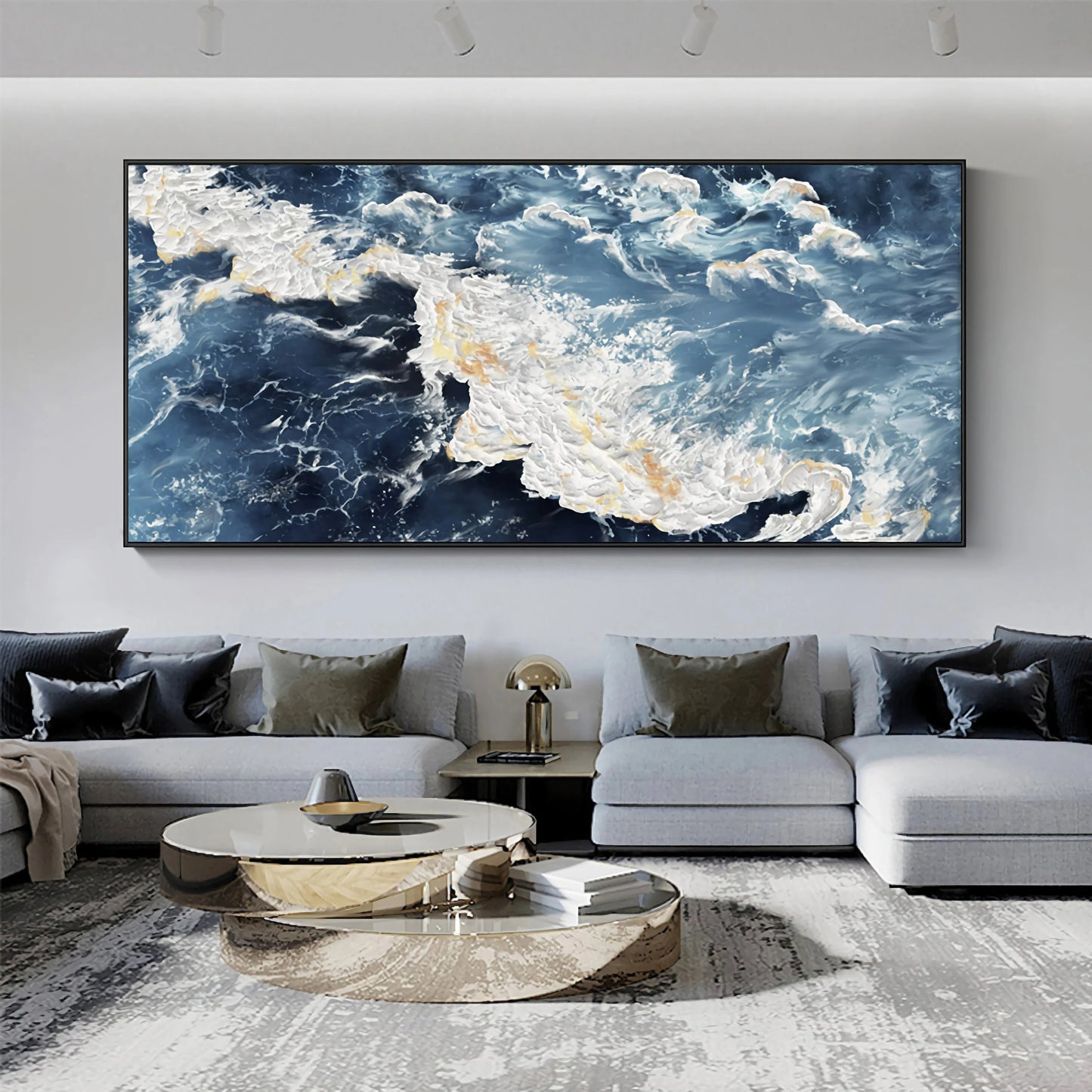 Deep Blue Ocean Acrylic Painting