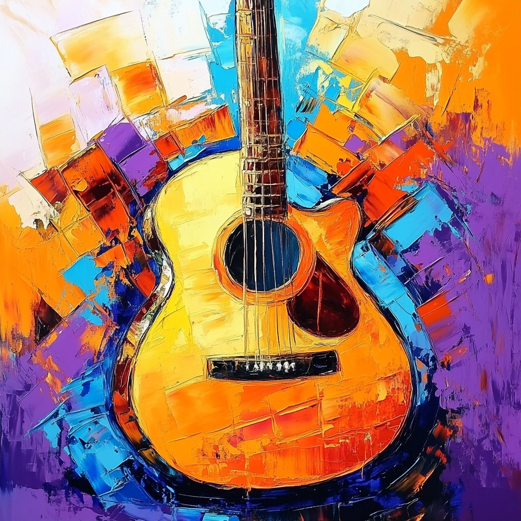 Acoustic Guitar Abstract Painting - Vibrant Music Art Print