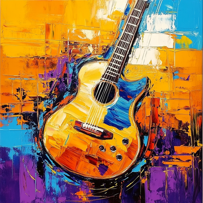 Electric Guitar Wall Art - Modern Abstract Music Painting