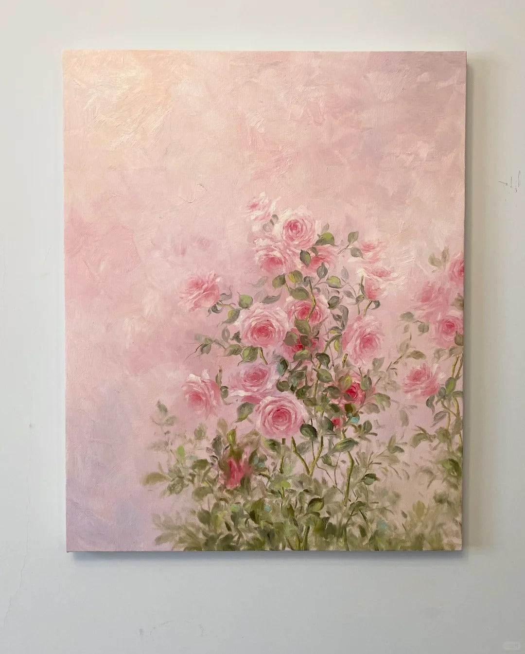 Blush Pink Flowers Oil Painting