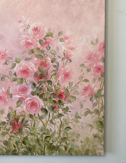 Blush Pink Flowers Oil Painting