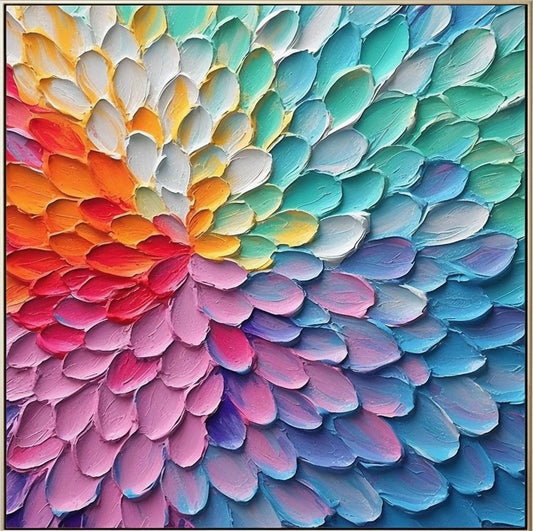 Colorful Petals Abstract Oil Painting