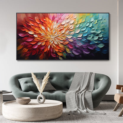 Vibrant Abstract Floral Burst Acrylic Painting