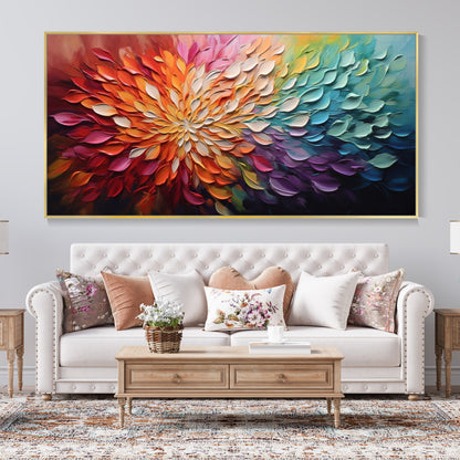 Vibrant Abstract Floral Burst Acrylic Painting