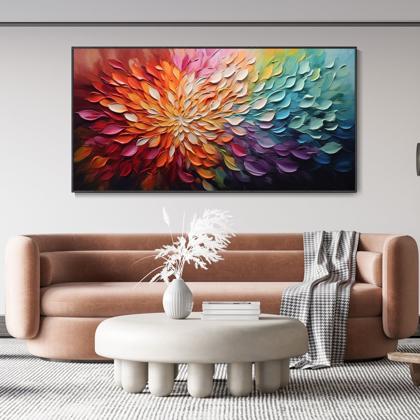 Vibrant Abstract Floral Burst Acrylic Painting