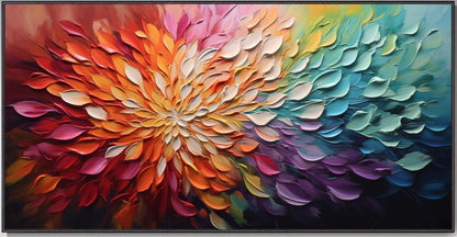 Vibrant Abstract Floral Burst Acrylic Painting