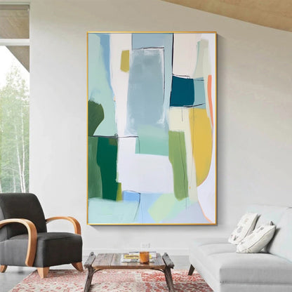 Cool Tones Geometric Abstract Painting