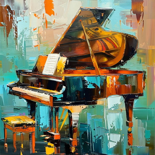 Grand Piano Abstract Art - Elegant Musical Instrument Painting