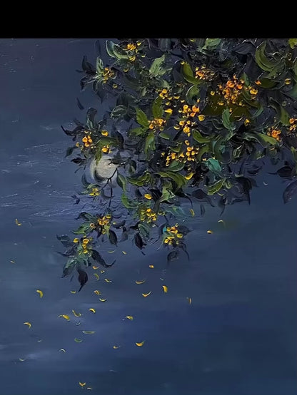 Moonlit Flowers Oil Painting