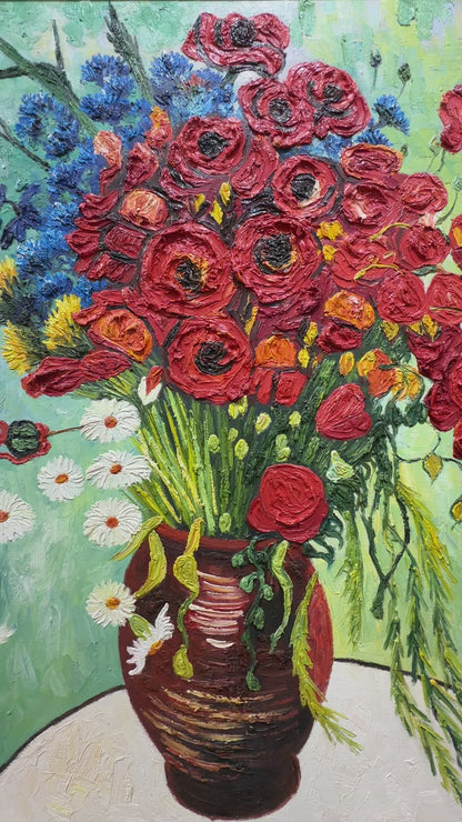 Vincent Van Gogh Vase with Red Poppies Oil Painting