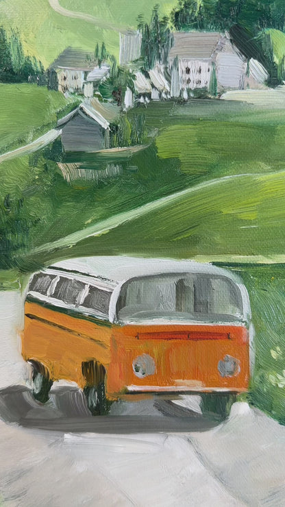 Idyllic Countryside with Yellow Van Oil Painting