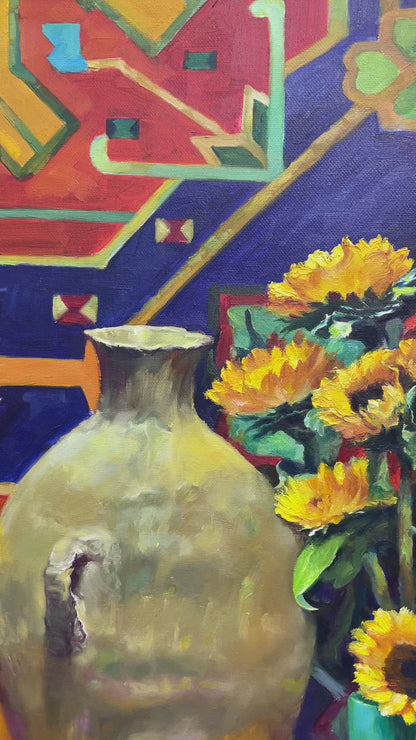 Vibrant Still Life with Flowers Oil Painting