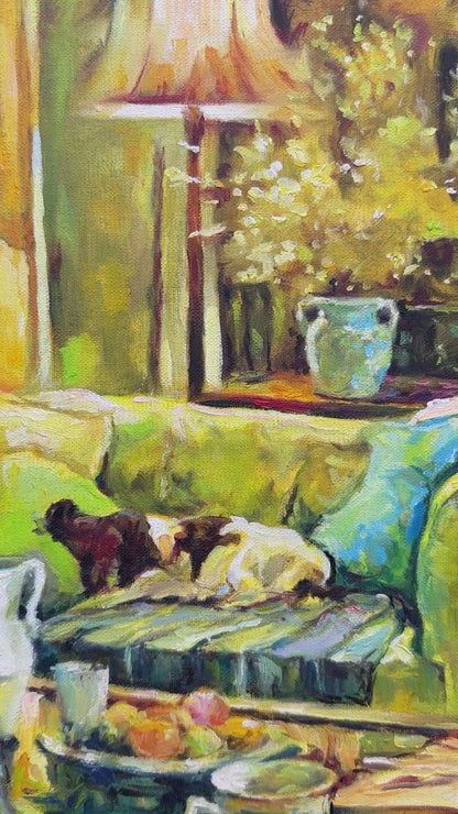 Cozy Living Room Scene Oil Painting