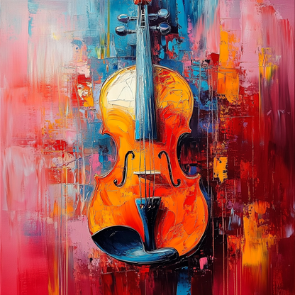 Expressive Violin Art - Modern Musical Instrument Painting