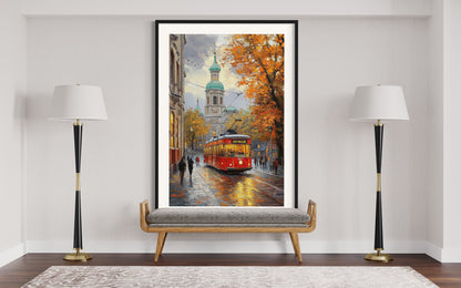 Autumn Tram in Vienna: Capturing Vienna’s Seasonal Charm in Oil Painting