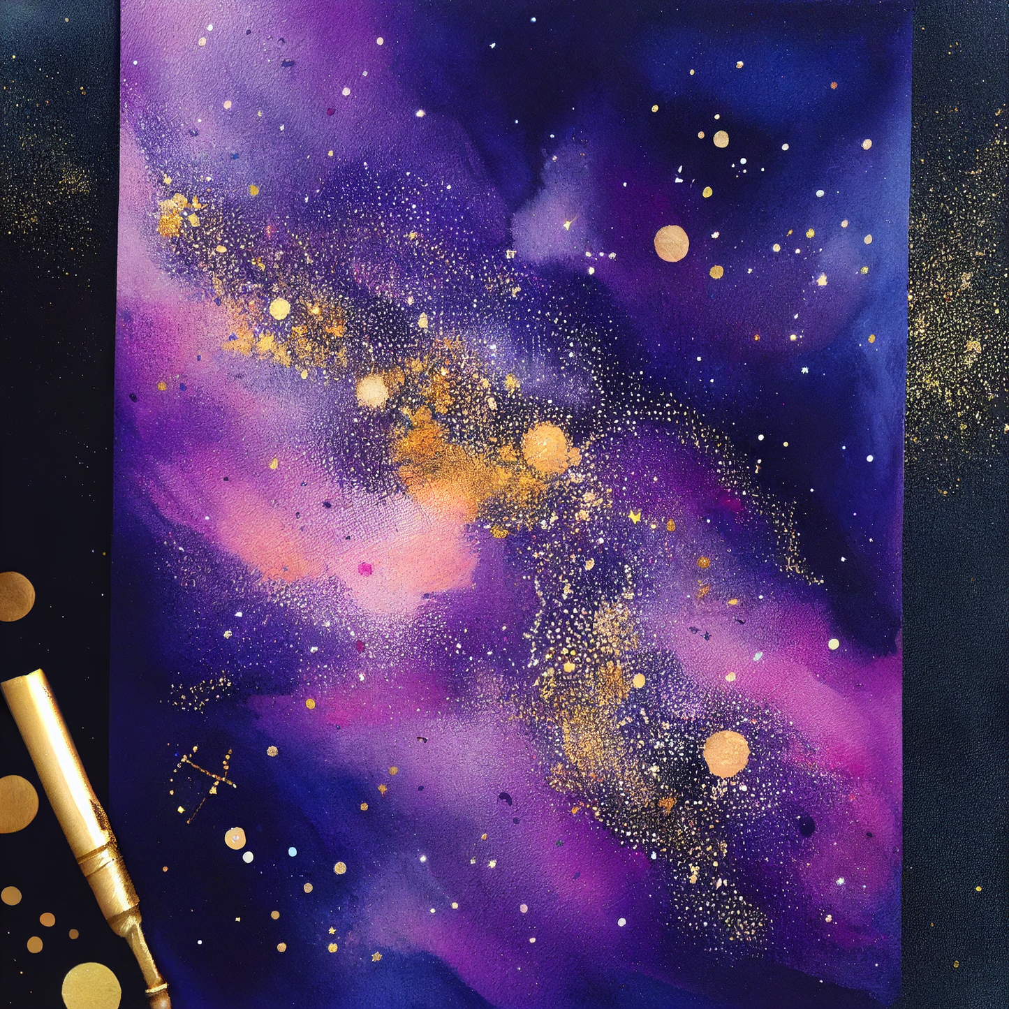 Celestial Harmony - Hand-Painted Starry Canvas