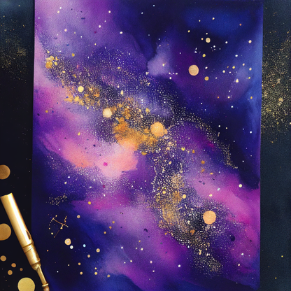 Celestial Harmony - Hand-Painted Starry Canvas