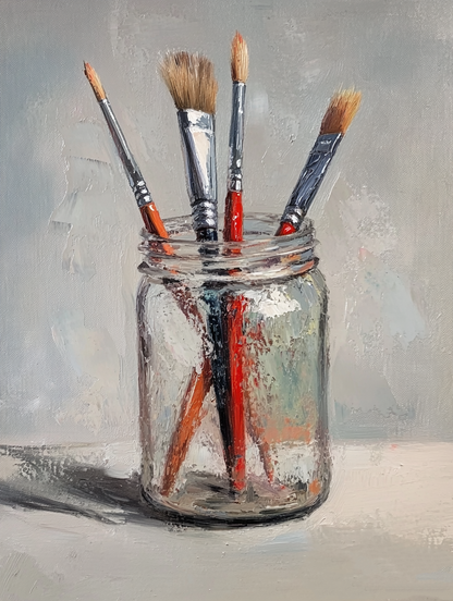 Paintbrushes in Glass - Artistic Canvas Painting
