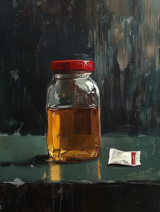 Amber Jar - Vintage Still Life Oil Painting