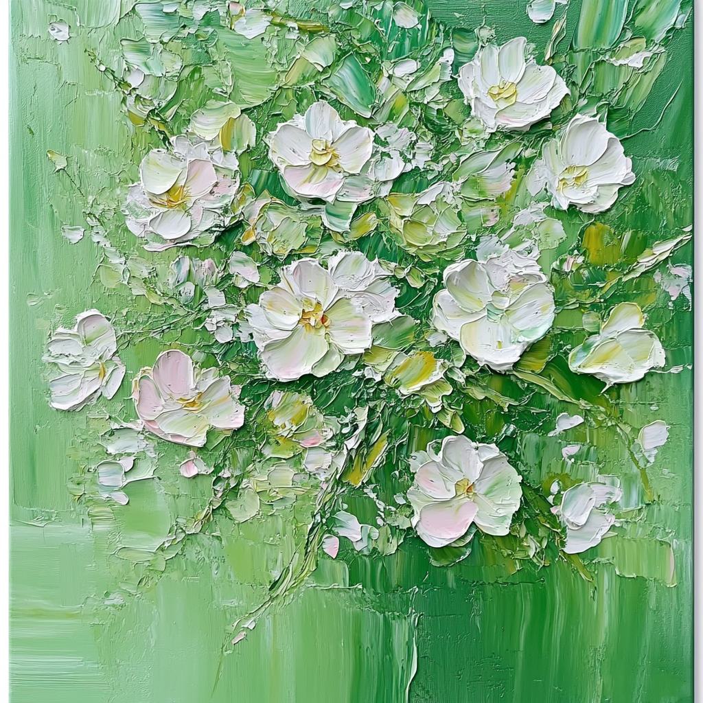 Green Serenity Floral Abstract Art