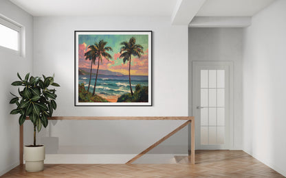 Tropical Beach Palm Trees Canvas Art