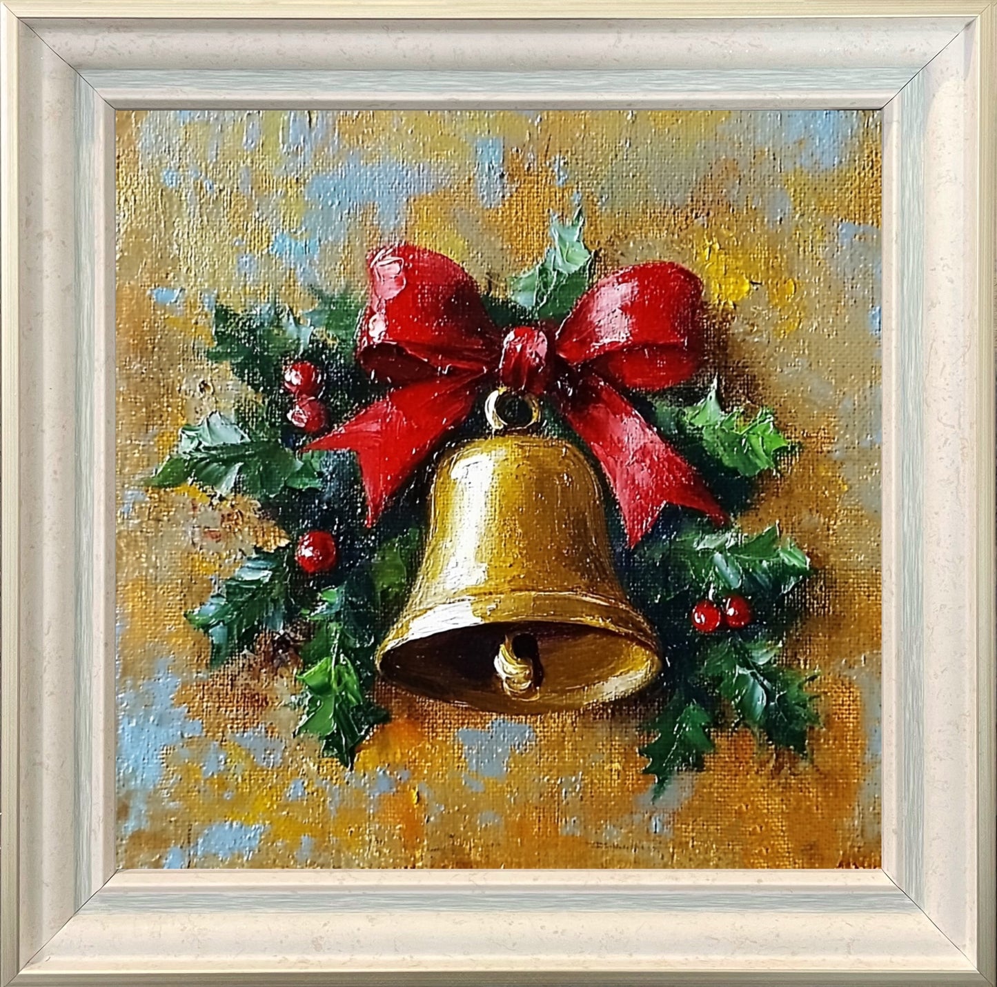 Hand-Painted Christmas Jingle Bells Art - Festive Holiday Decor for Home