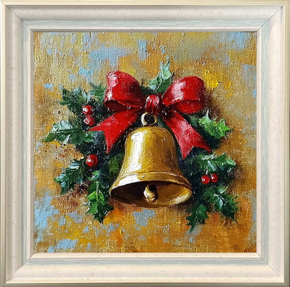 Golden Bells Christmas Painting - Elegant Holiday Wall Decor