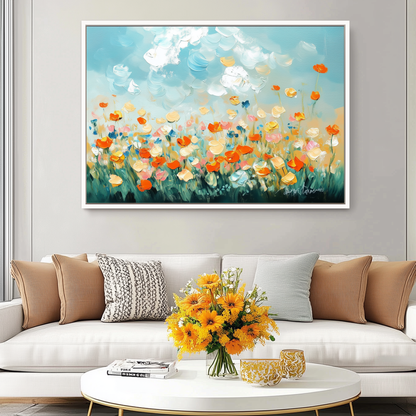 Meadow in Spring - Colorful Floral Landscape Oil Painting