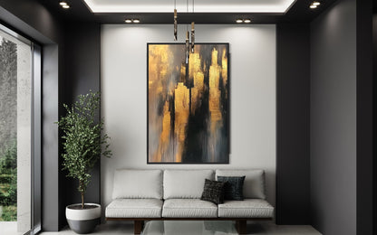 Black and Gold Abstract Canvas - Modern Luxury Art